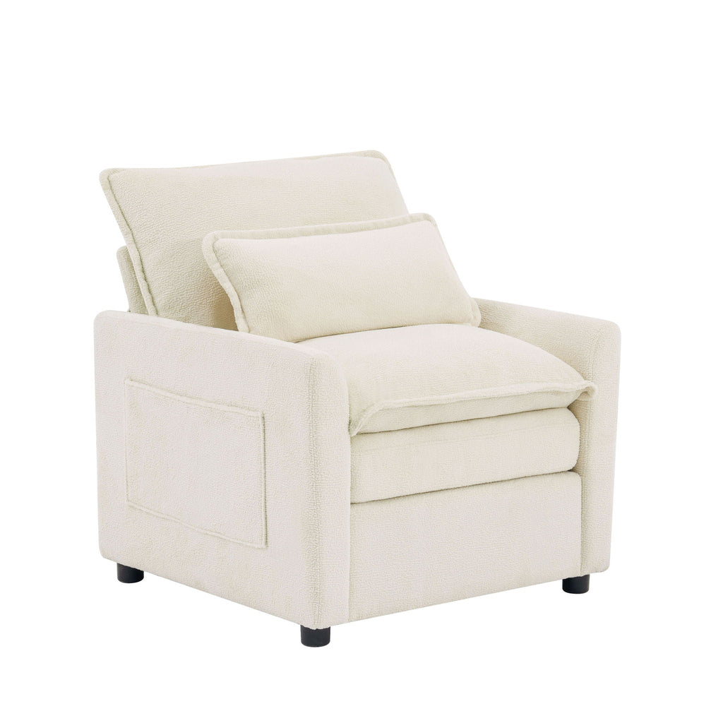 Modern Single Seat Accent Chair with Side Storage Pockets - Multiple Colors
