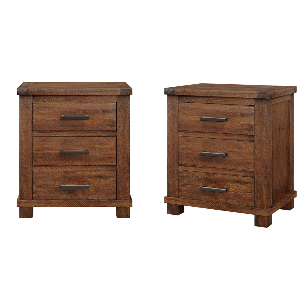 Dark Brown 3 Drawer Nightstand with Antique-Inspired Details - Dark Brown