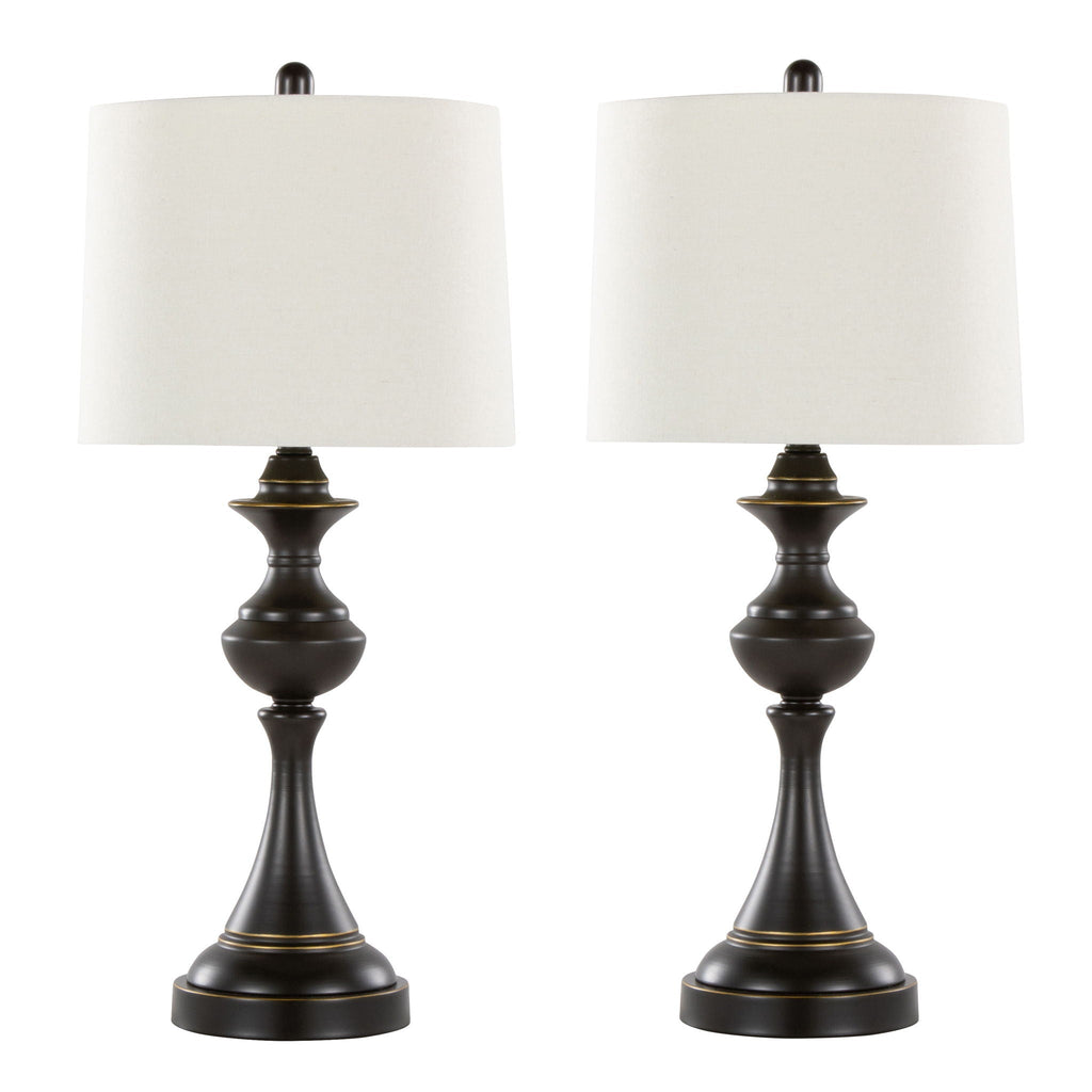 Contemporary Table Lamp Set with Tiered Design - Black