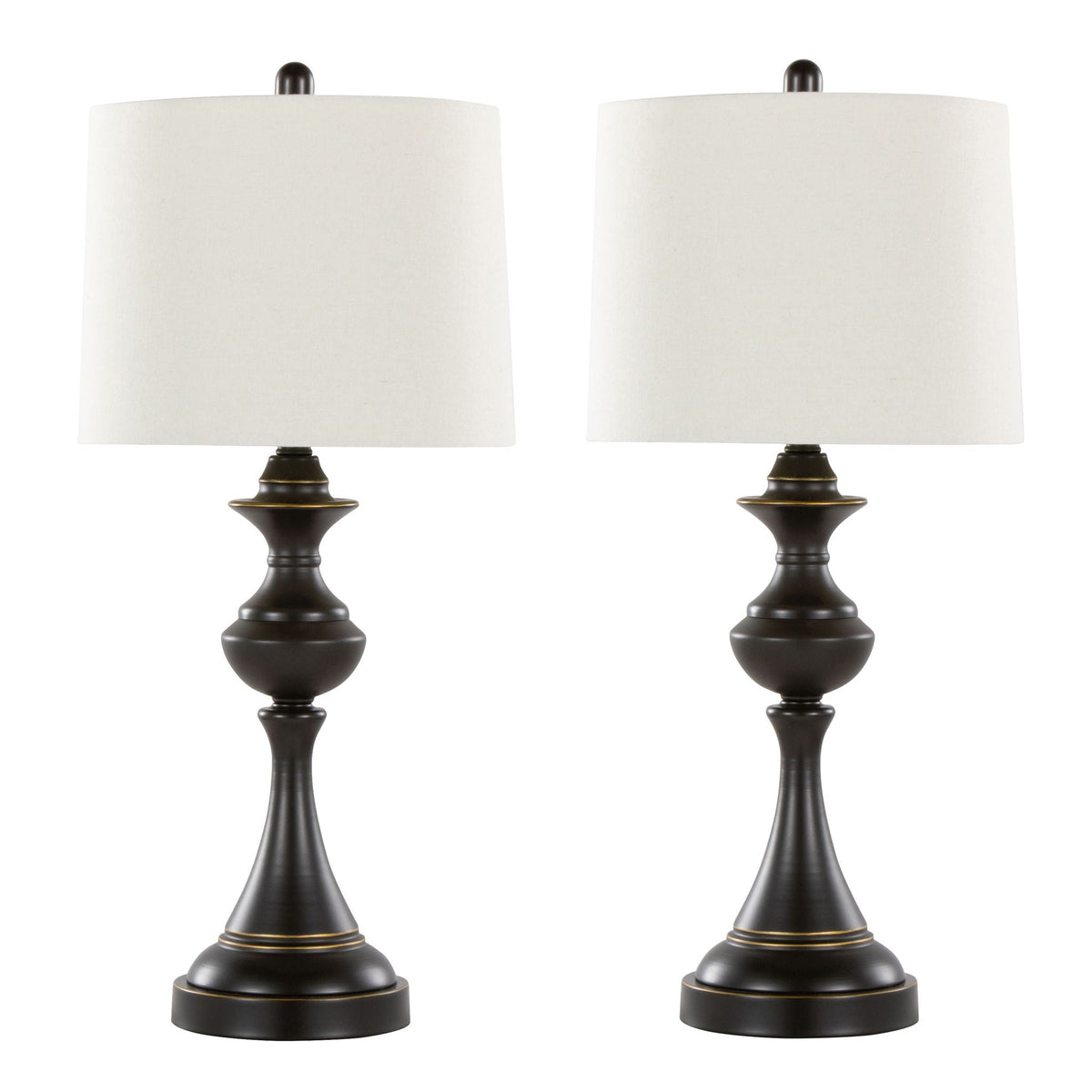 Contemporary Table Lamp Set with Tiered Design - Black