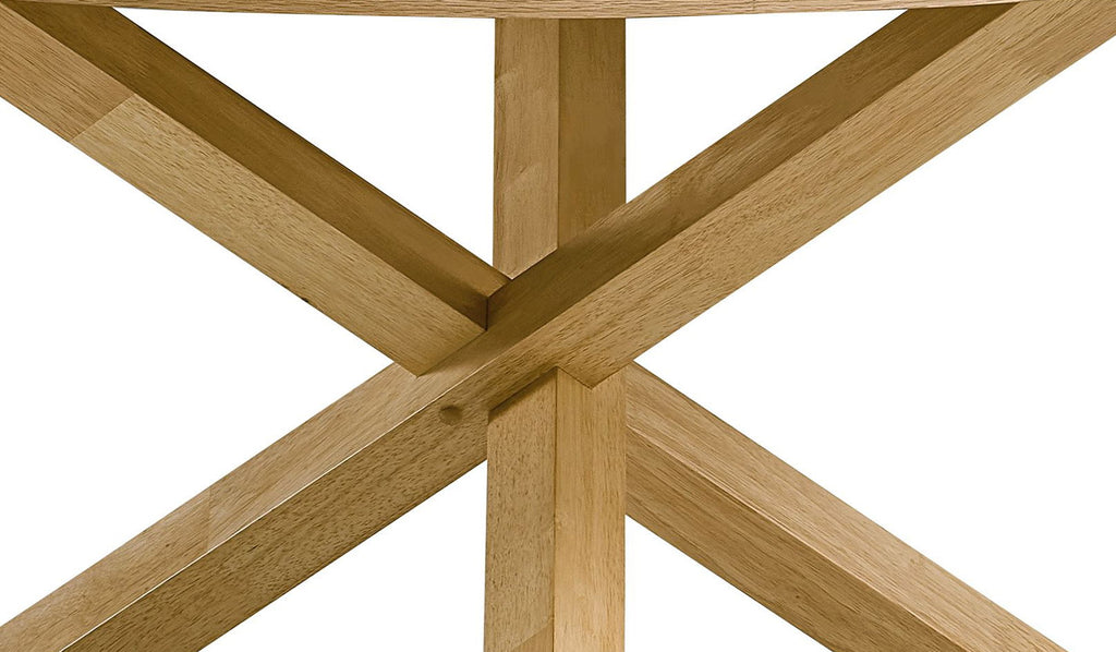 Kasem Round Dining Table with Solid Wood Base - Oak