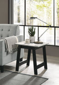 Faux Marble End Table with Black Frame - Kenzo