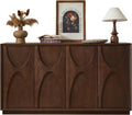 4 Door Accent Cabinet with Solid Wood Carved Doors - Natural Walnut