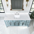 61-Inch Quartz Bathroom Vanity Top with Undermount Sink - Carrara Finish