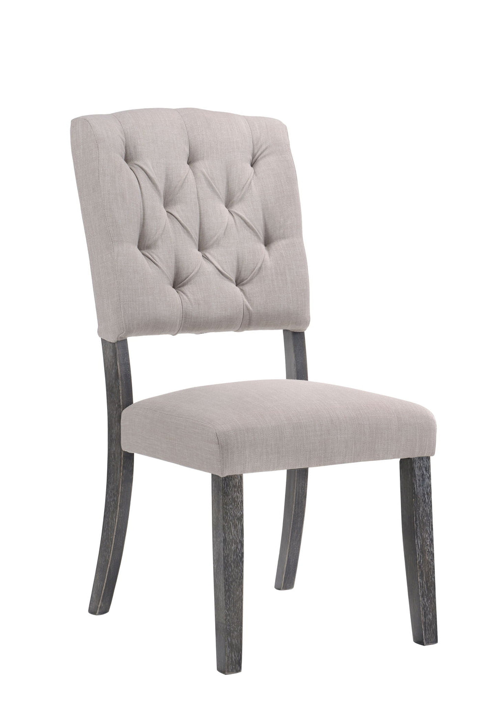 Weathered Side Chair Set with Button Tufting - Dark Brown or Dark Gray
