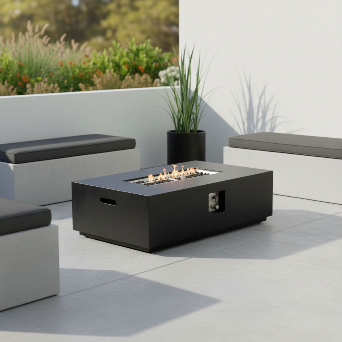 Charcoal Fire Pit Table with 50,000 BTU Output - Fiber Concrete