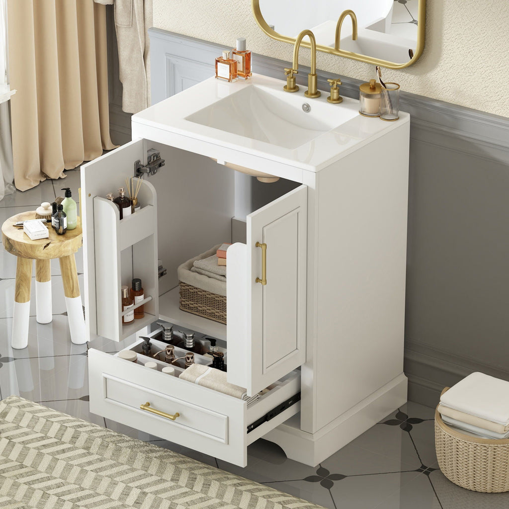 Bathroom Vanity with Sink and Soft Close Doors - White, Black, Green, or Gray