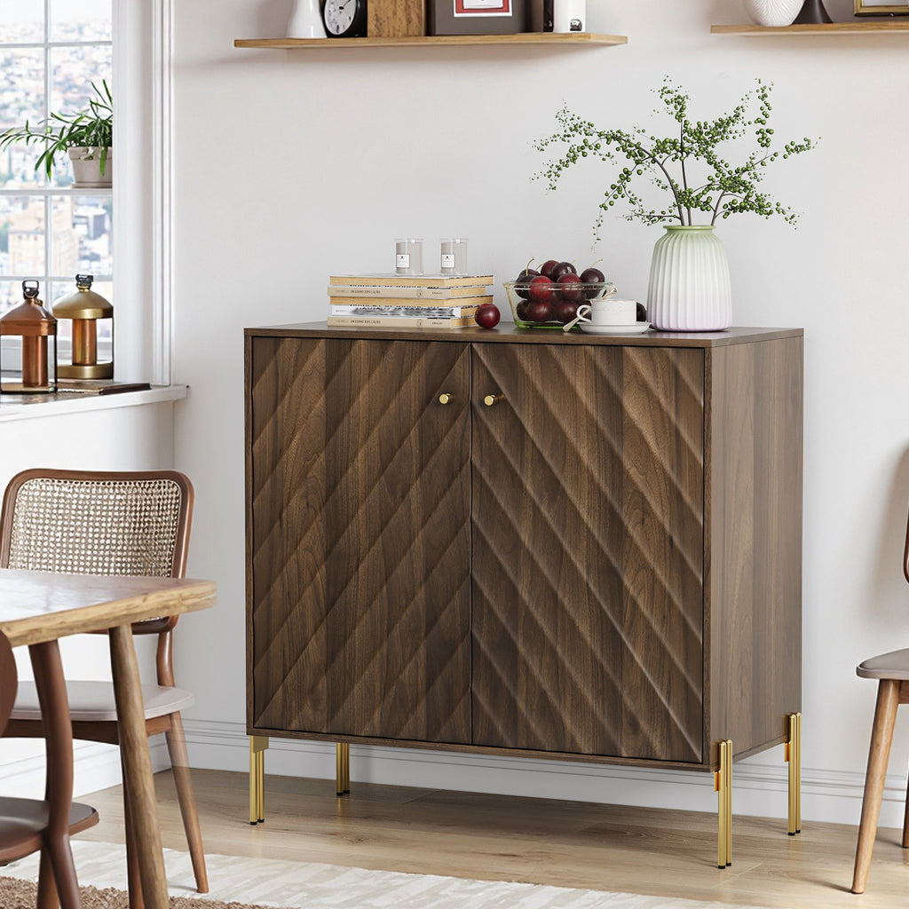 Walnut Sideboard Buffet with Storage for Living Room - Mid-Century Modern Design