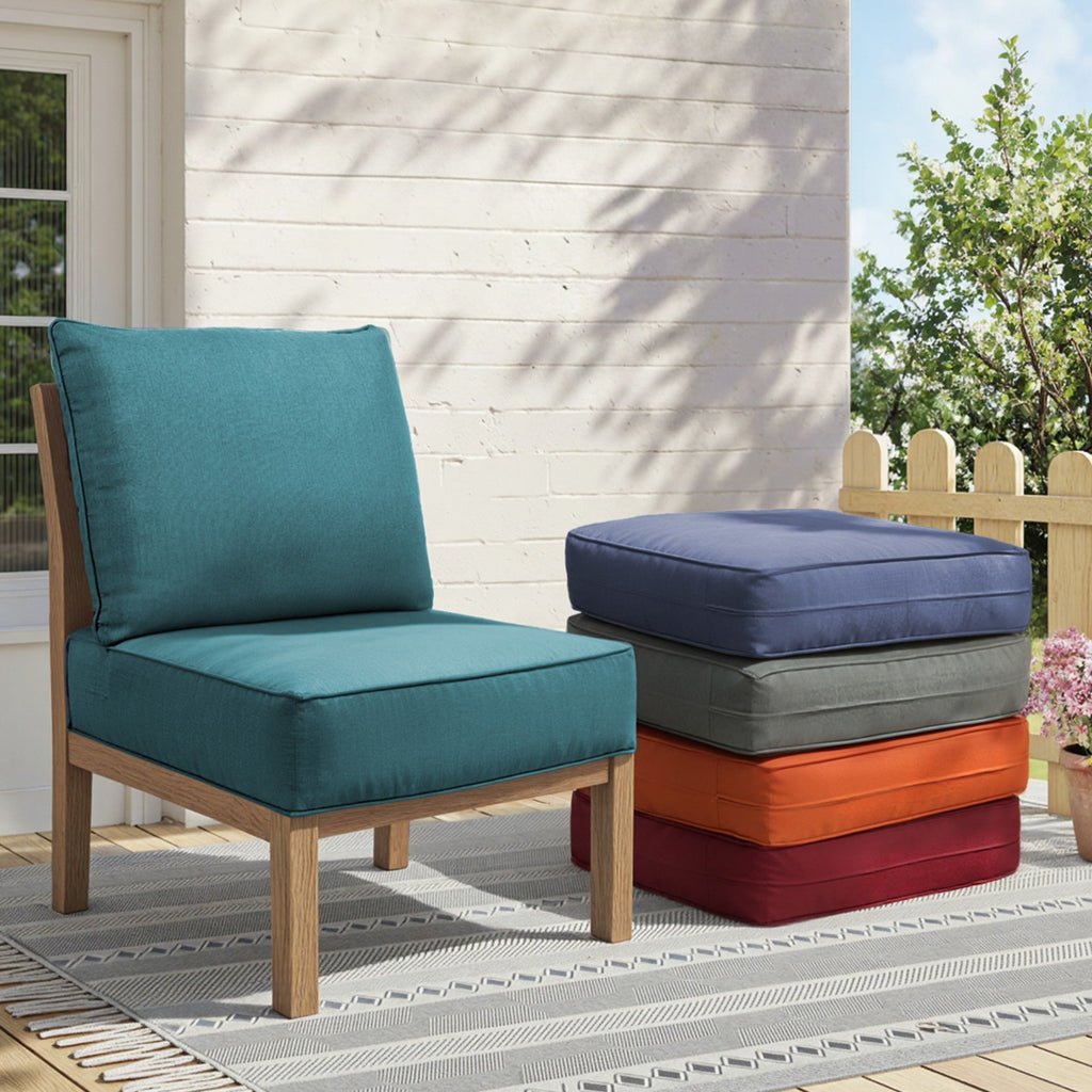 6" Thicker Outdoor Chair Cushion Set with Waterproof Olefin - Peacock
