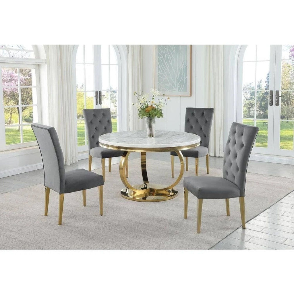 Modern Upholstered Dining Chair Set with Tufted Back - Multiple Colors