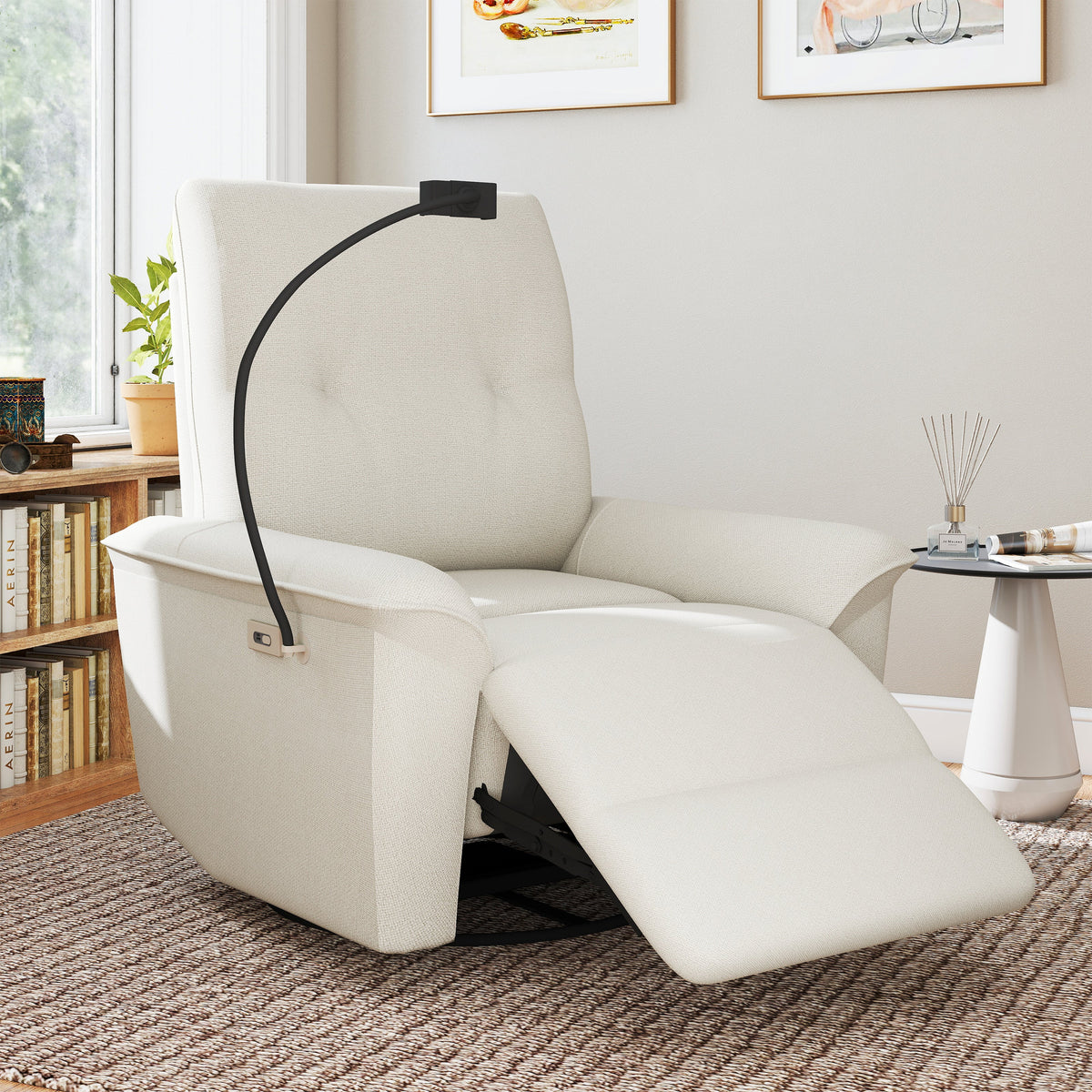 270° Power Swivel Rocker Recliner Chair with USB Ports - Snowflake