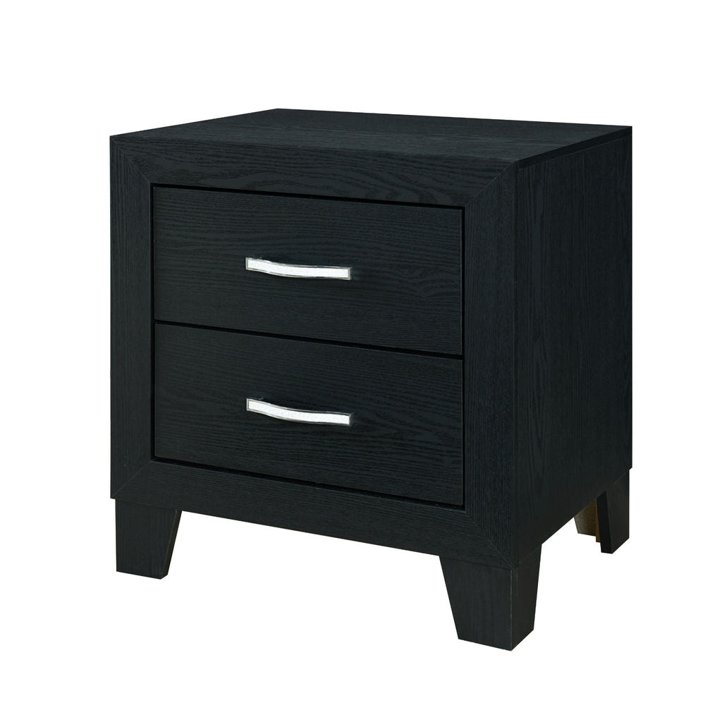 Black Modern Nightstand with Storage Drawers - Carlos