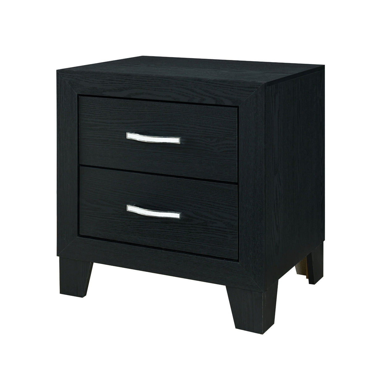 Black Modern Nightstand with Storage Drawers - Carlos