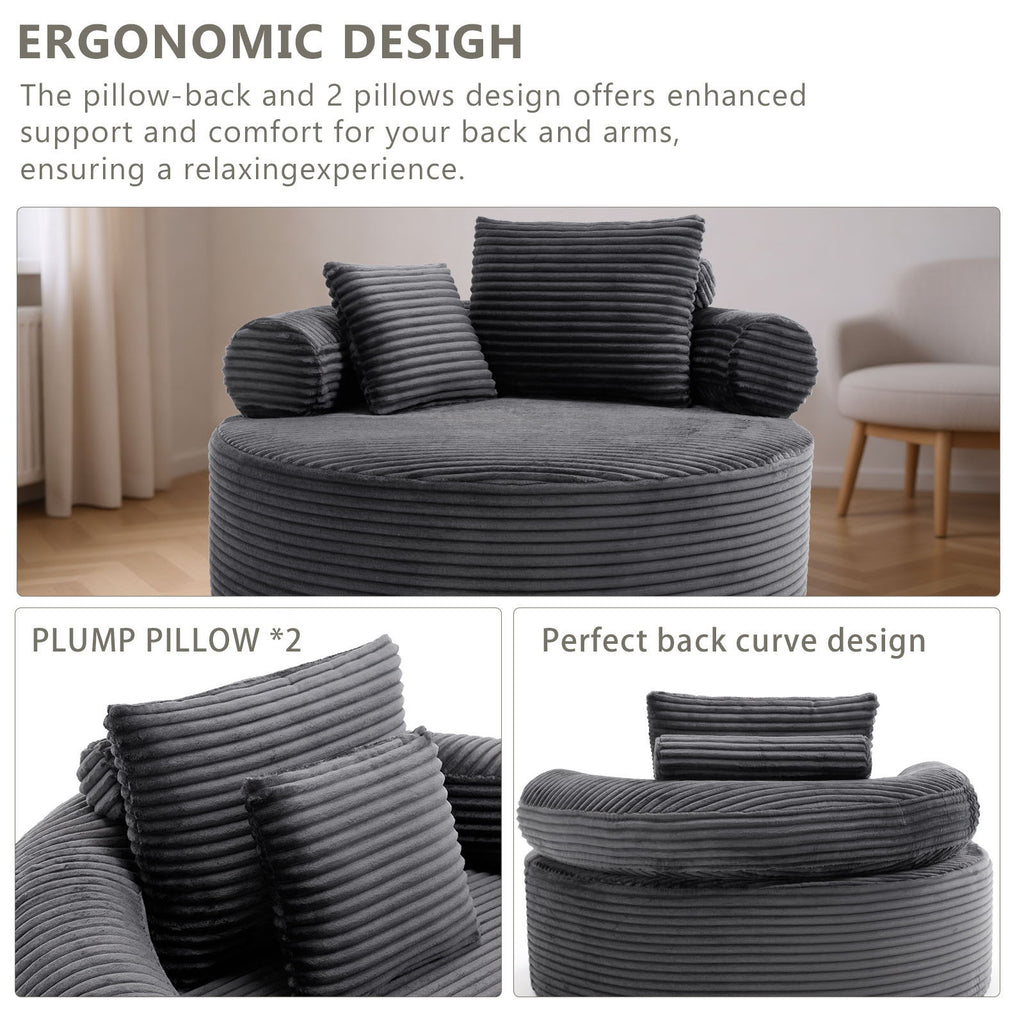 Round Sofa Bed with Memory Foam and 3 Pillows - Multiple Colors