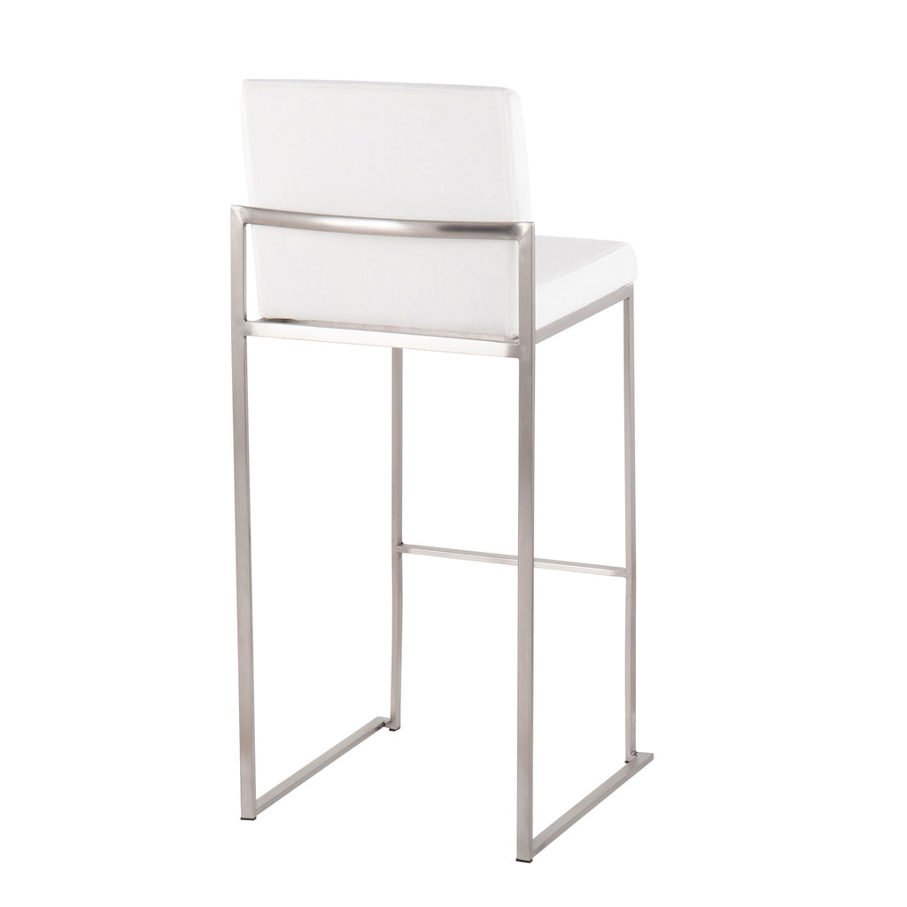 Contemporary High Back Barstool Set with Upholstered Seat – Multiple Colors