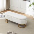Velvet Storage Bench with Golden Metal Legs - Bedroom Bench