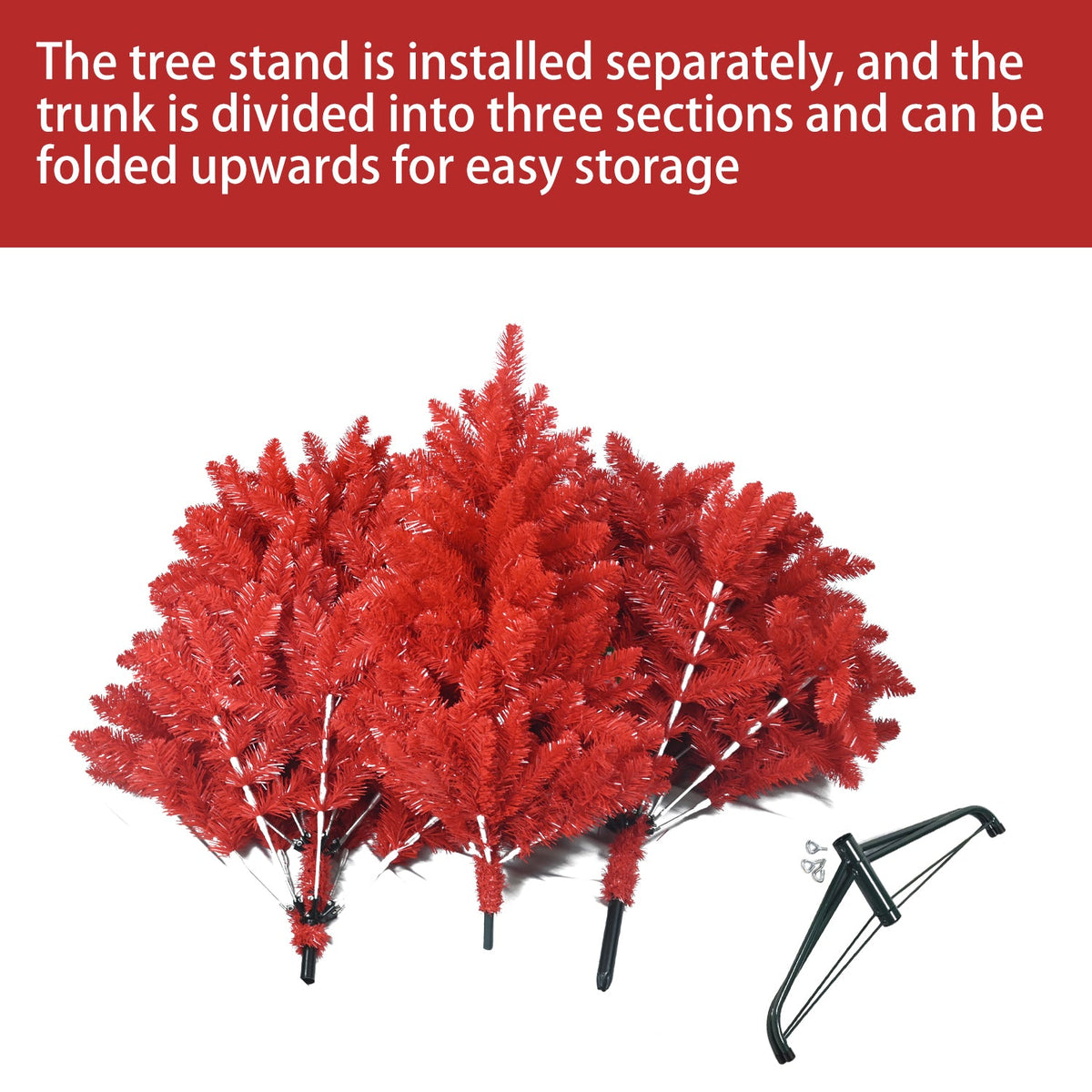 7FT Artificial Christmas Tree with Quick Assembly - Red