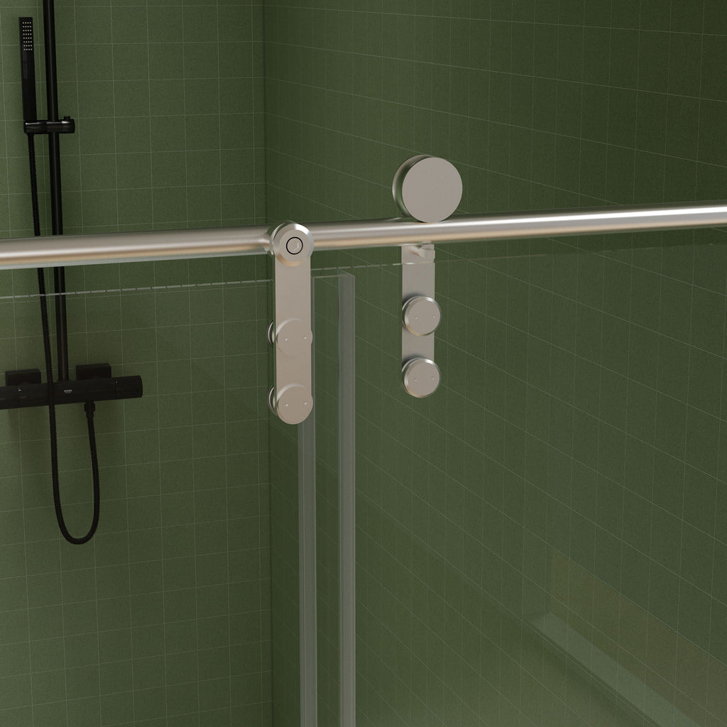 Pearl Silver Sliding Frameless Shower Door with Easy Clean Tempered Glass