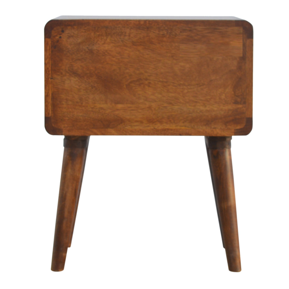 Solid Wood Curved Nightstand with 2 Drawers - Chestnut