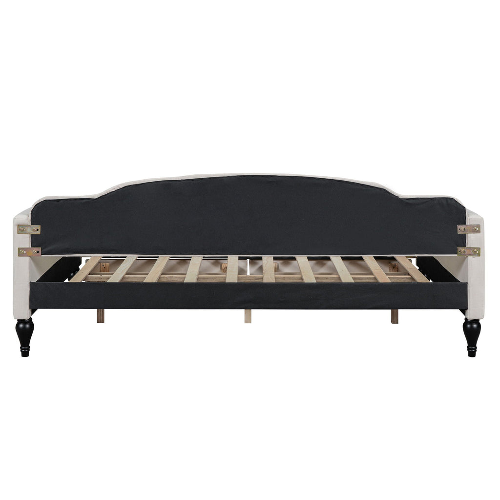 Upholstered Tufted Daybed with Storage Options - Beige