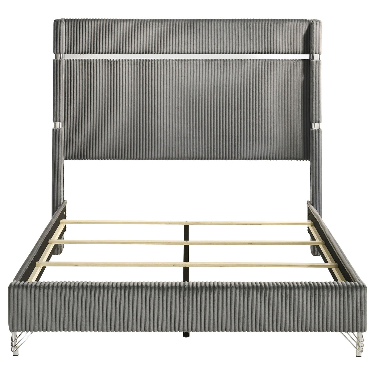 Lucia 61-inch Upholstered Queen Wingback Bed Grey