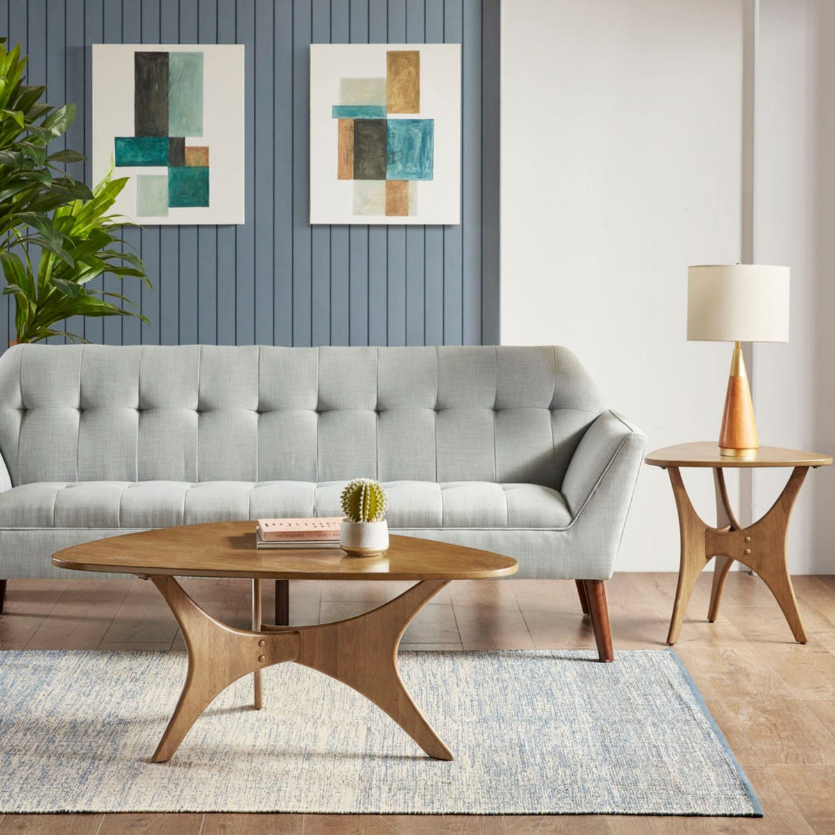 Triangle Side Table with Wood Veneer Top - Dark Brown or Light Brown