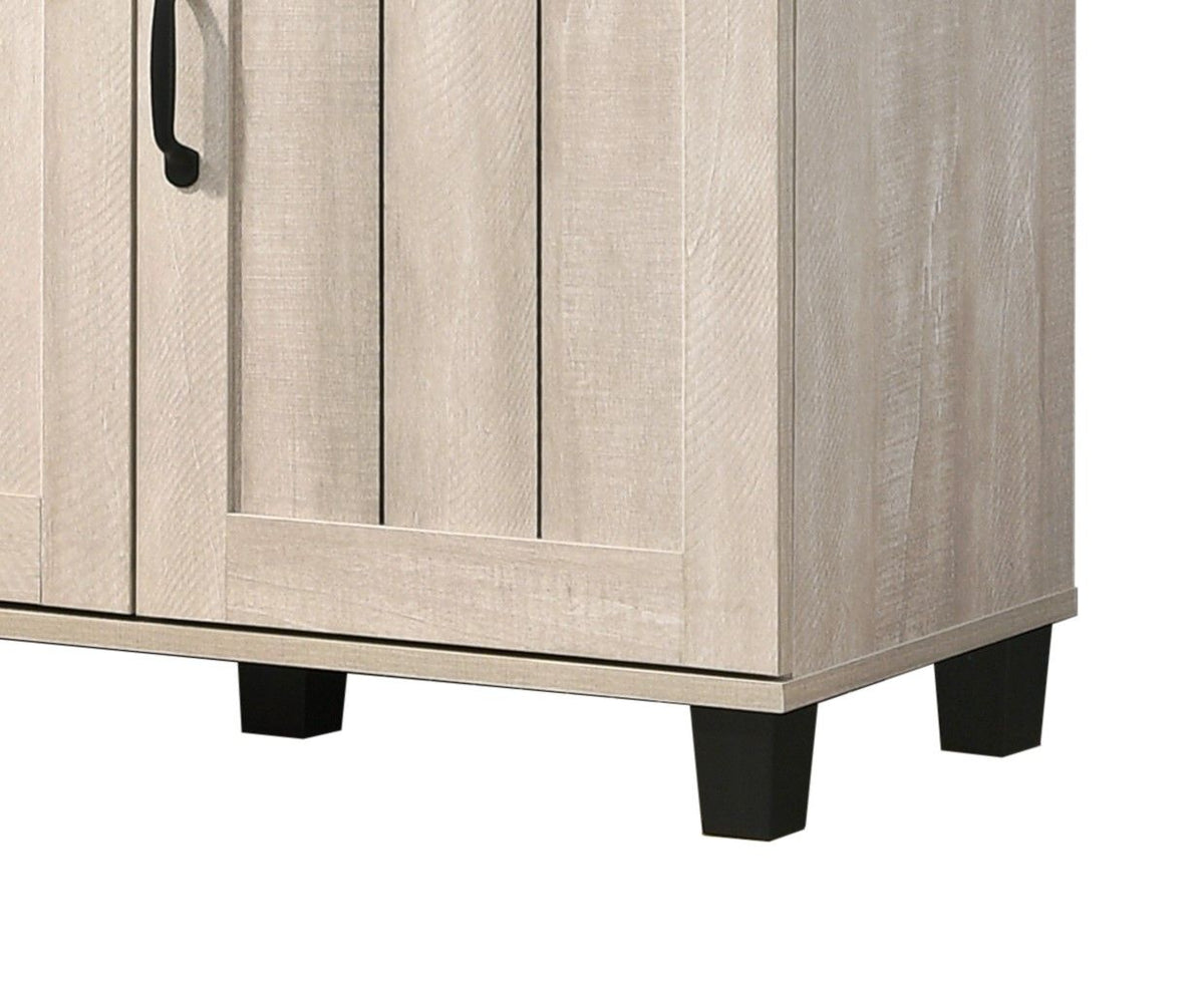 Oak Finish 3-Door Shoe Cabinet with Adjustable Shelves - Dusty Gray