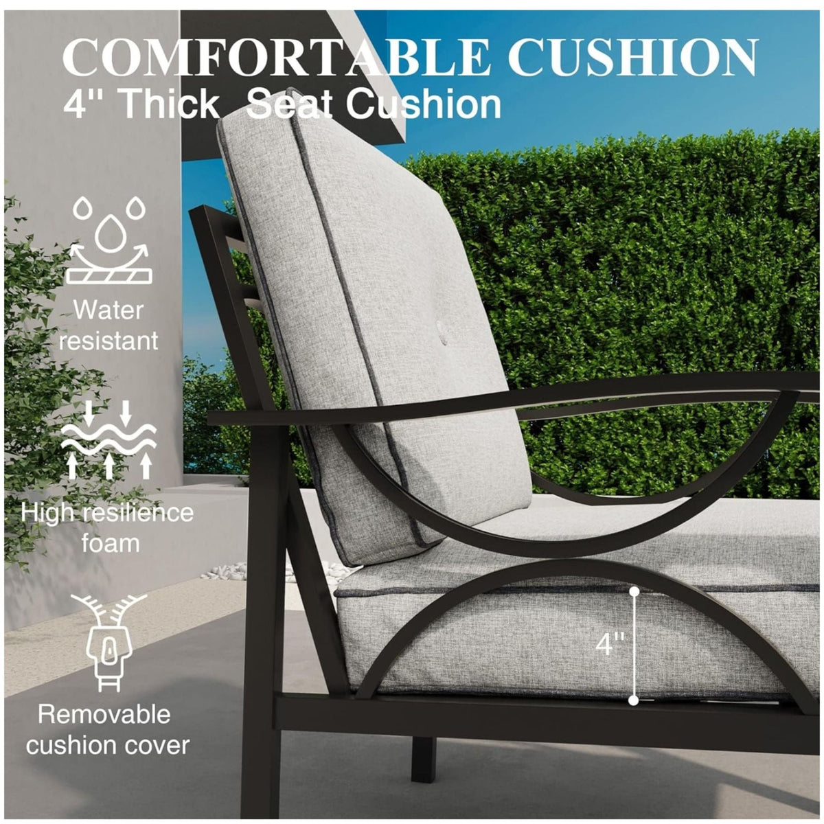 All-Weather Armchairs with Cushions, Modern Sculptural Design – Beige or Dark Gray