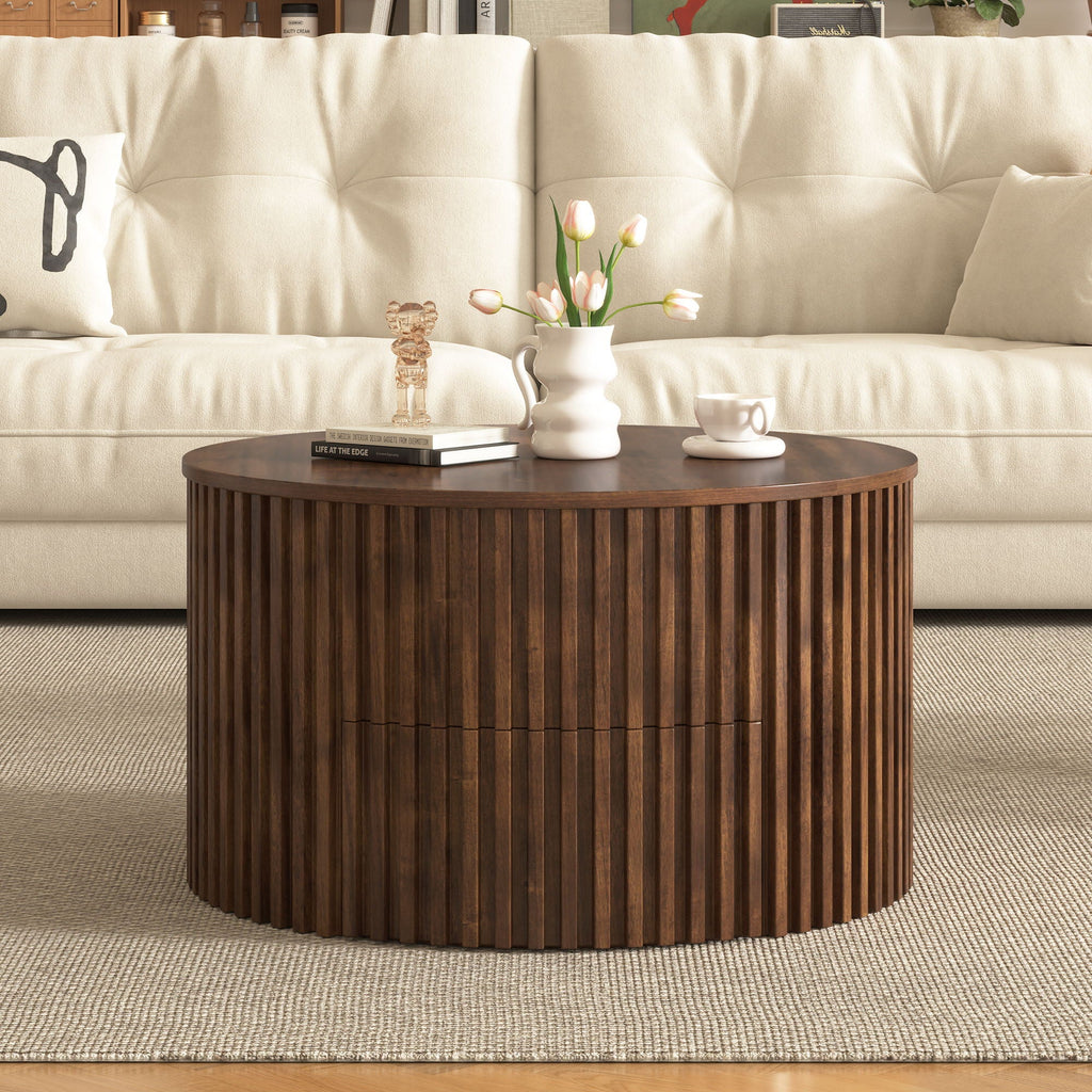 Round Lift Top Coffee Table with Hidden Storage - Multiple Colors