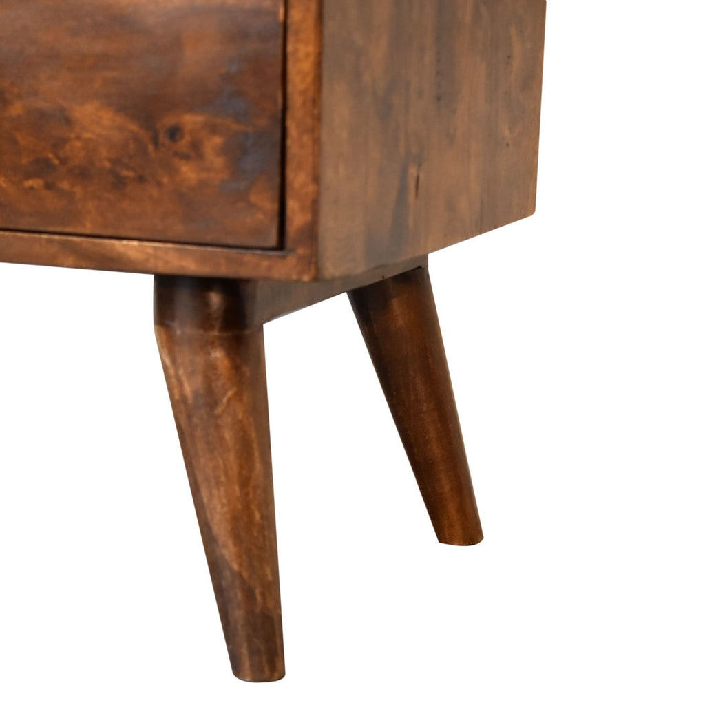 Classic Chestnut Nightstand with 2 Drawers and Nordic Legs