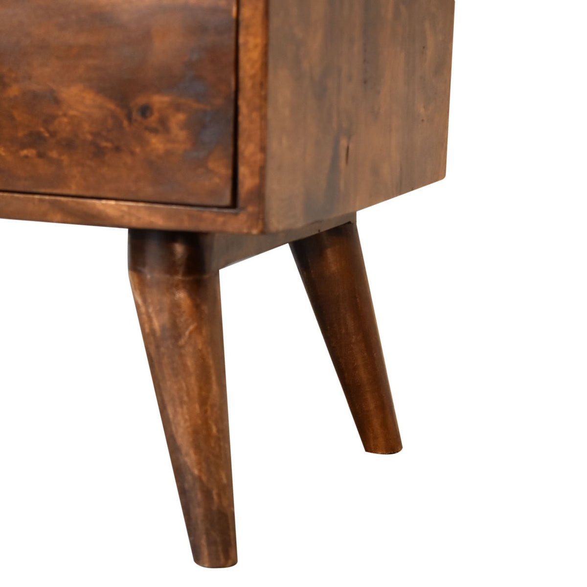 Classic Chestnut Nightstand with 2 Drawers and Nordic Legs