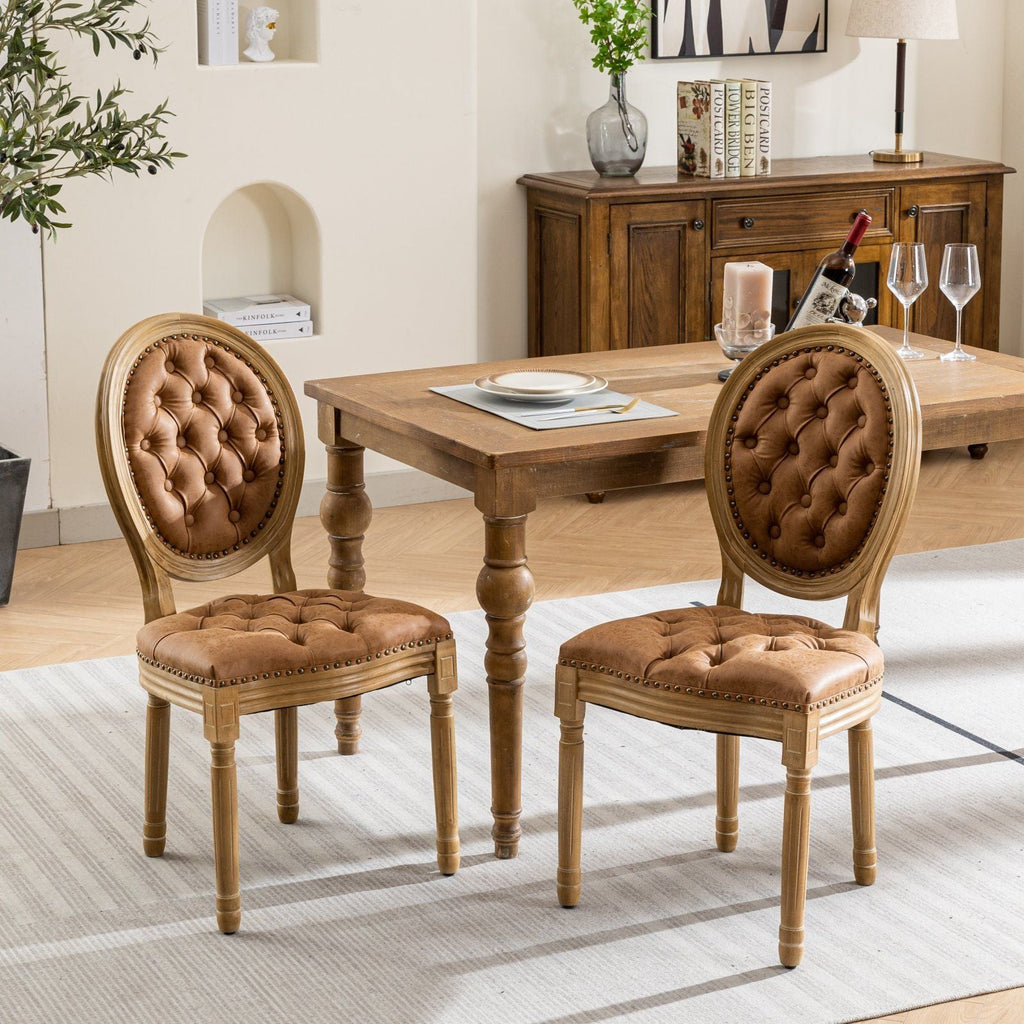 French Style Solid Wood Dining Chair with Nailhead Trim - Multiple Colors