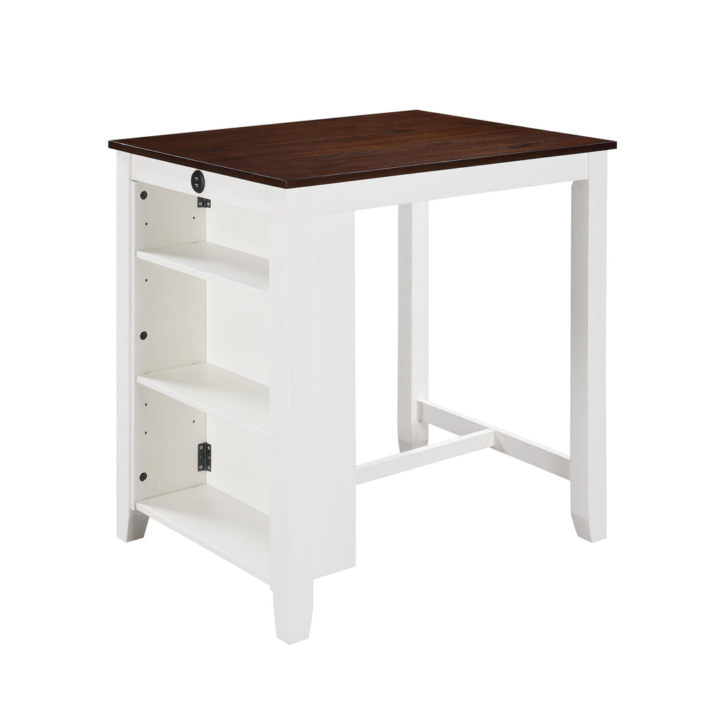 3 Piece Counter Height Dining Set with Storage Shelves - Gray or White