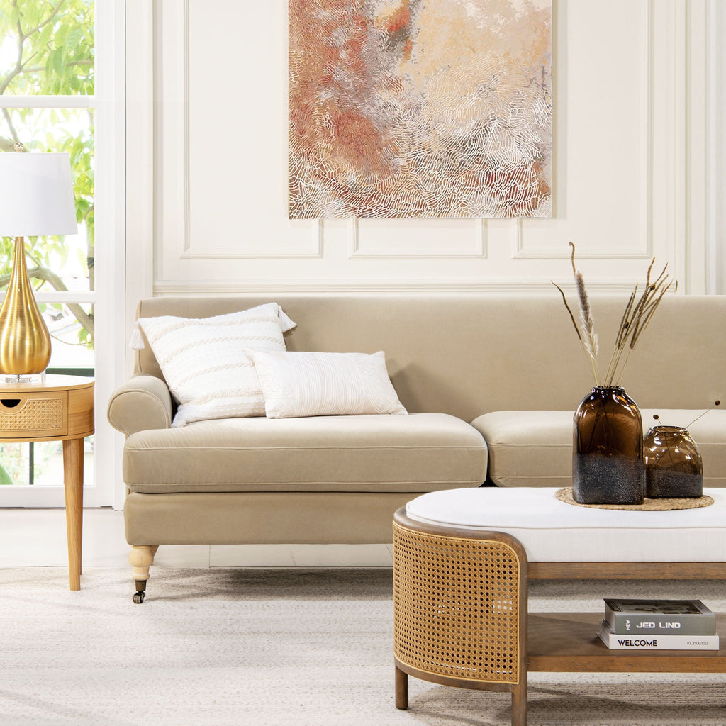 Two Cushion Tightback Sofa with Removable Cushions - Beige or Light Brown
