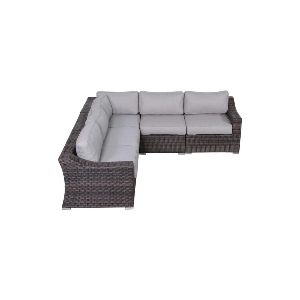 Outdoor Rattan Wicker Sectional Seating Group with Cushions – Gray or Dark Brown
