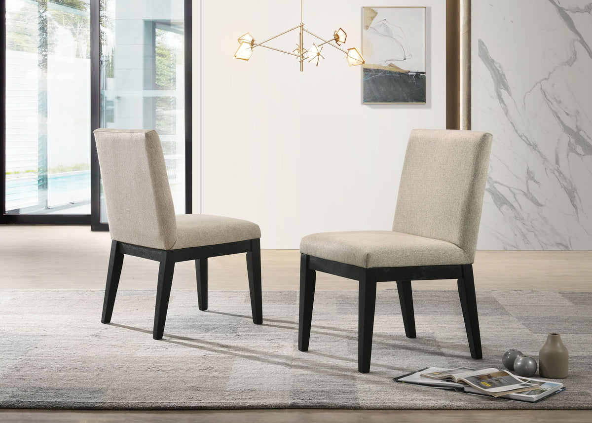Contemporary Fabric Dining Chair Set with Comfortable Upholstery - Black