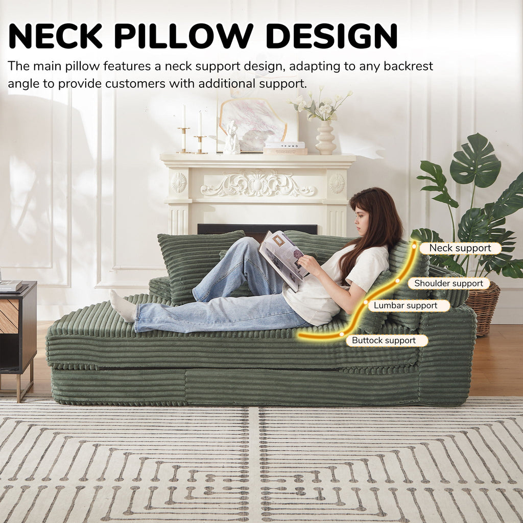 Semi Circular 2-in-1 Sofa Bed with Neck Pillow and Throw Pillows – Multiple Colors