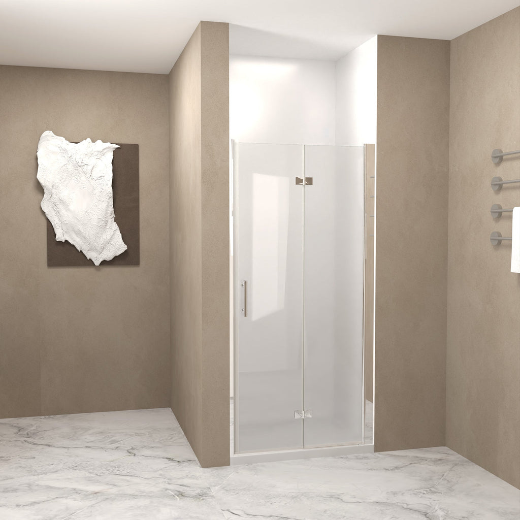 Bifold Shower Door with 6mm Tempered Glass - Brushed Nickel