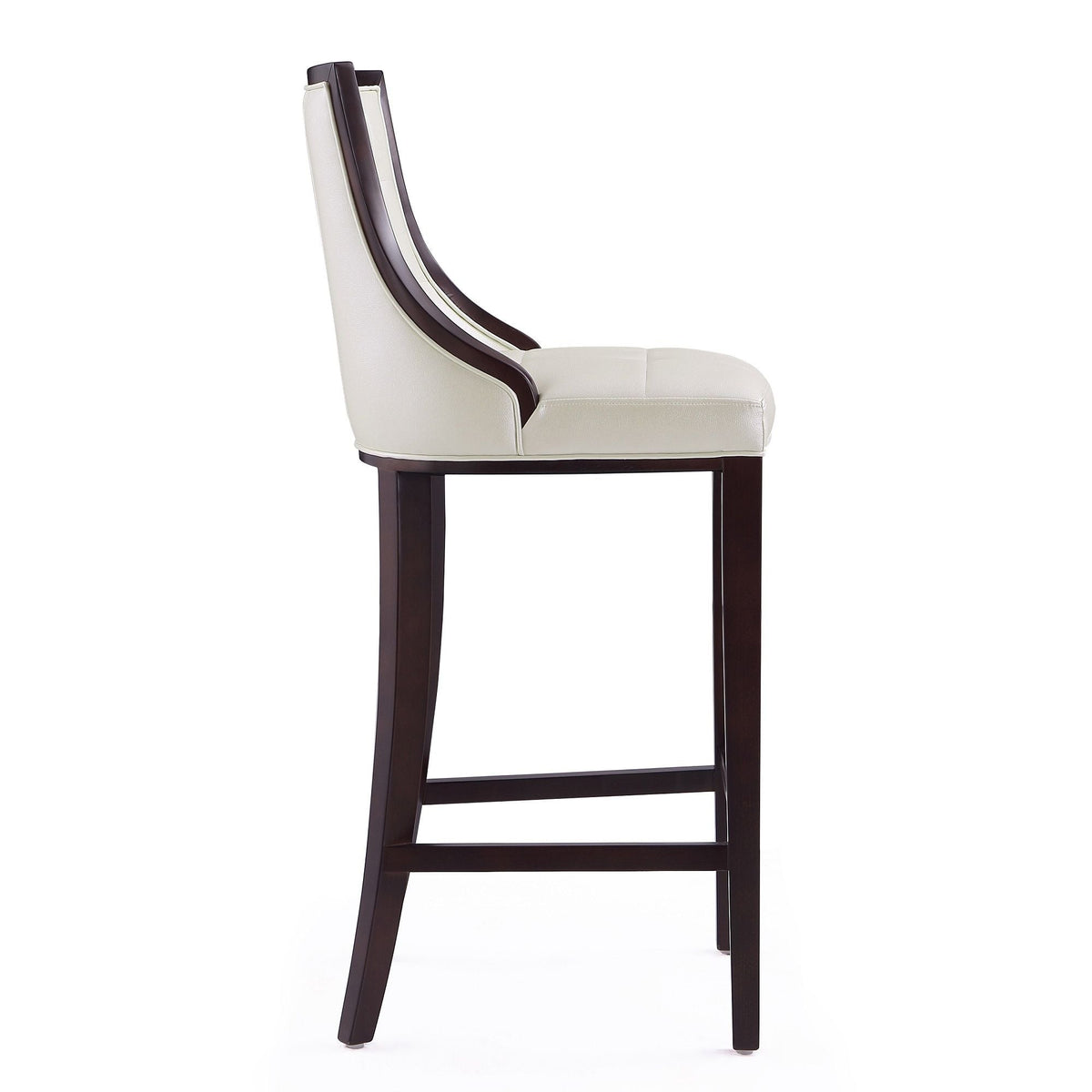 White Bar Height Stool with Solid Wood Frame - Traditional Design
