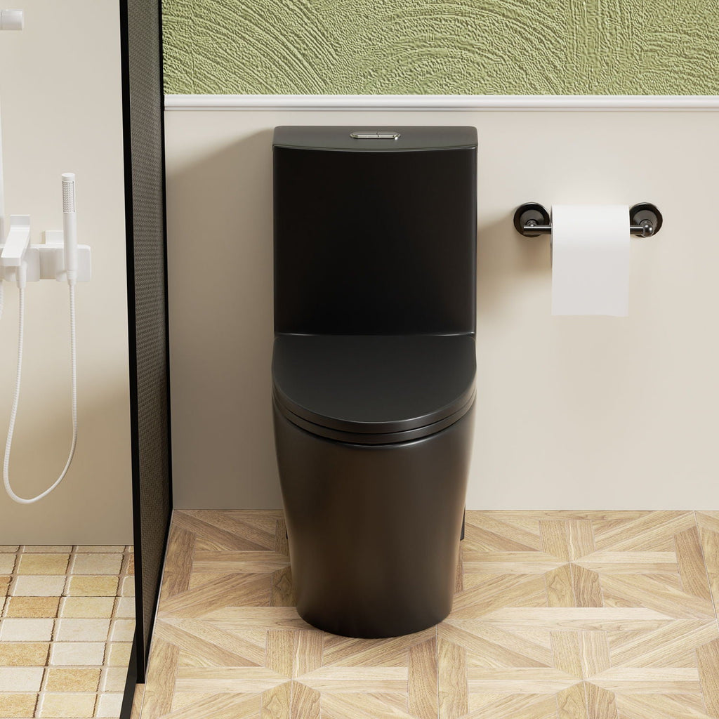 1 Piece Toilet with Tornado Flush and Dual Flush - ADA Height Chair - Gray, Pink, or Black