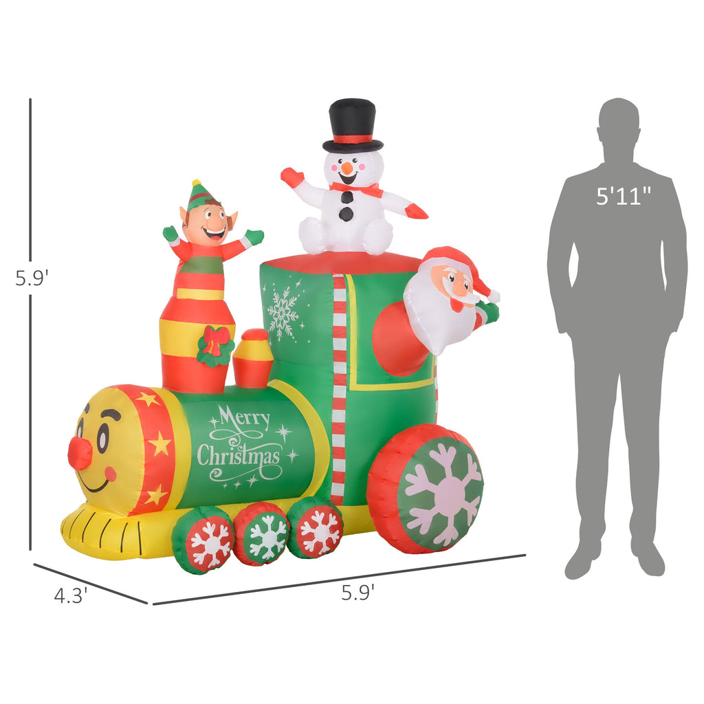 5.9' Christmas Inflatables Train with LED Lights - Multi-Color