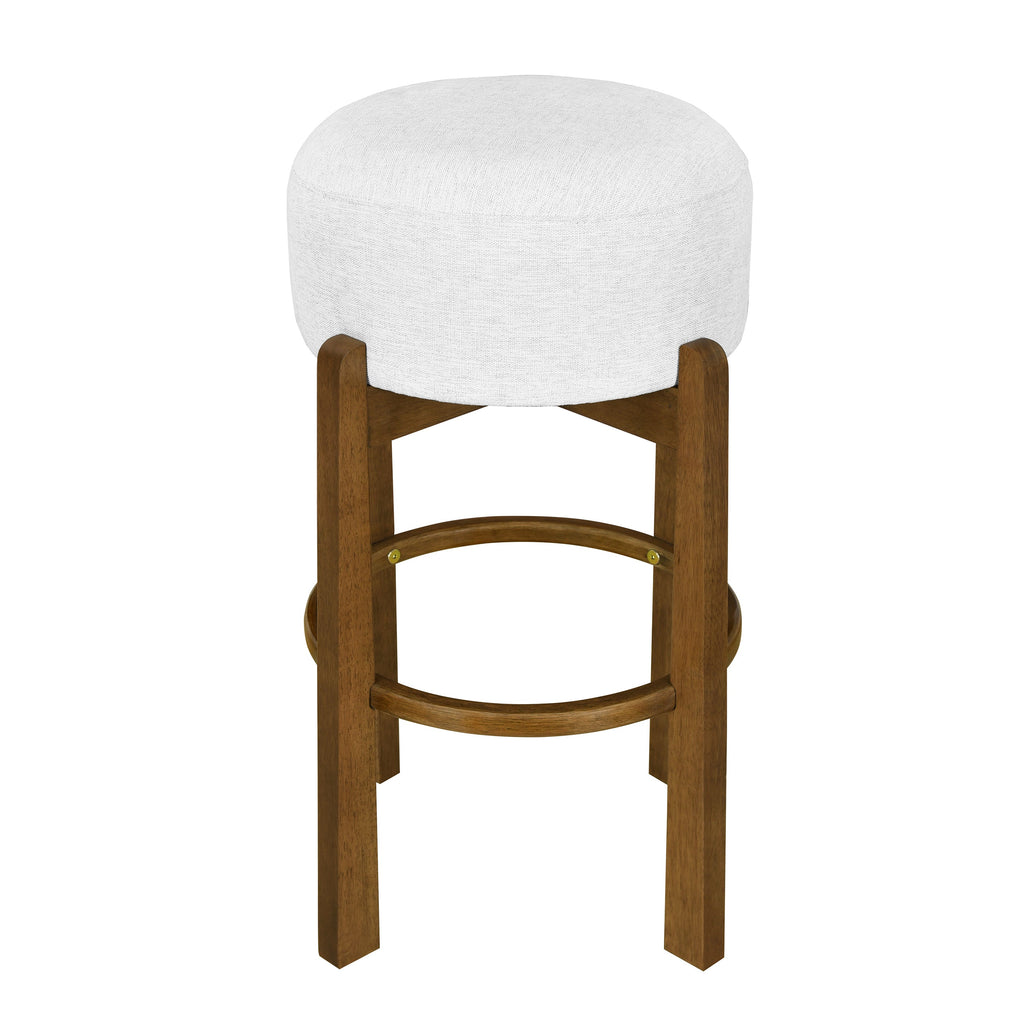 Vera Indoor Wooden Upholstered Barstool with Ivory Cushion - Dark