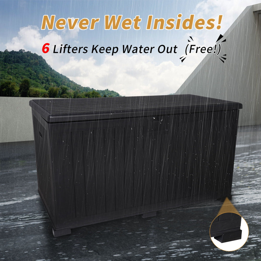 Outdoor Large Storage Box with Lockable Lid - Black