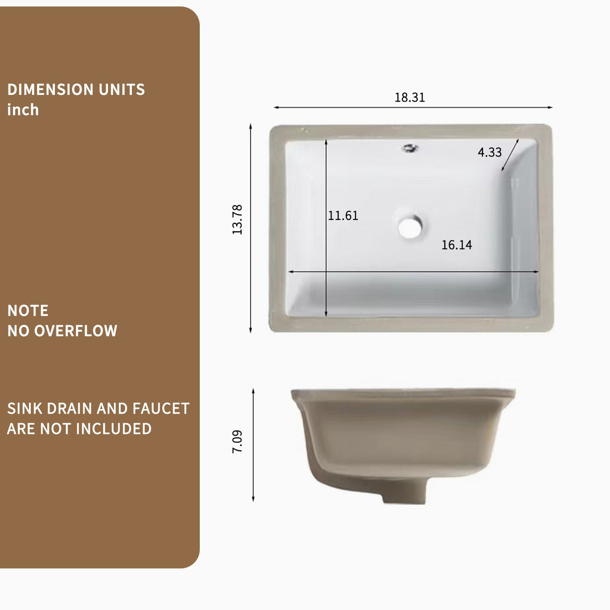 Modern Ceramic Undermount Bathroom Sink with Overflow - White