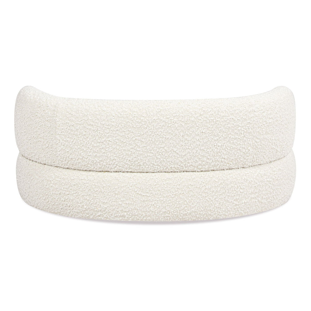 Ivory White Curved Dog Sofa Bed with Boucle Upholstery - Medium