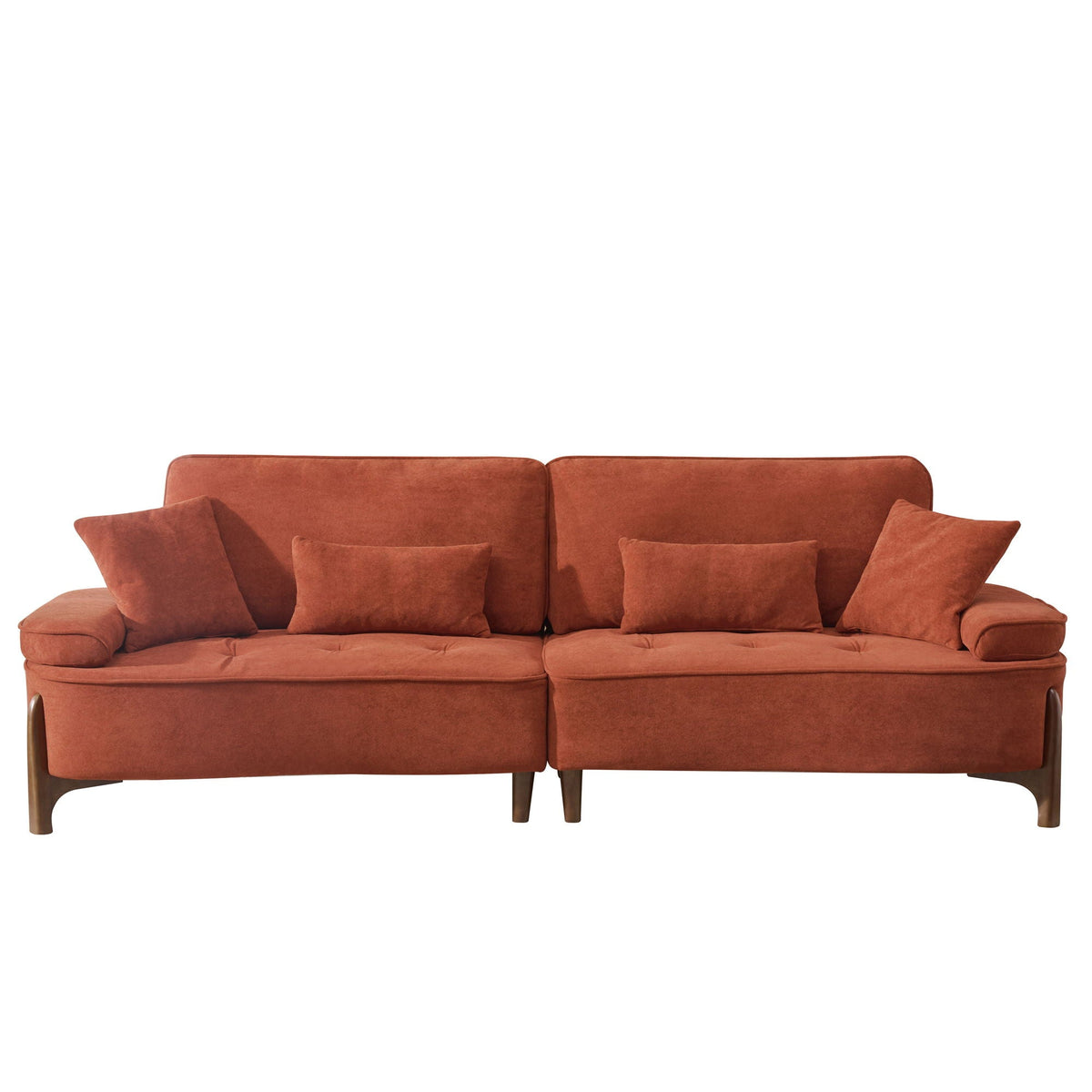 Deep Seated Fabric Stationary Sofa with Plush Pillows - Beige, Green, or Red