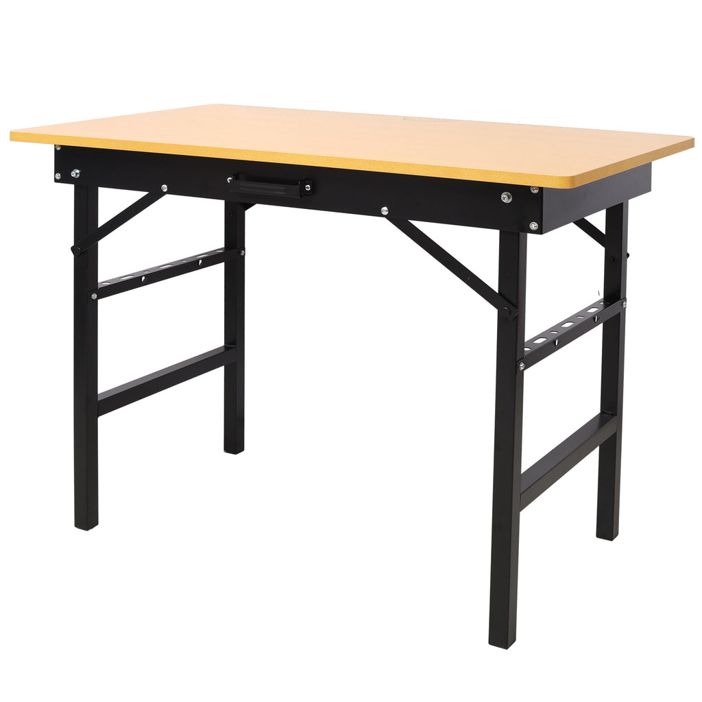 Portable Folding Work Table with Measuring Tape and Angle Finder - Black