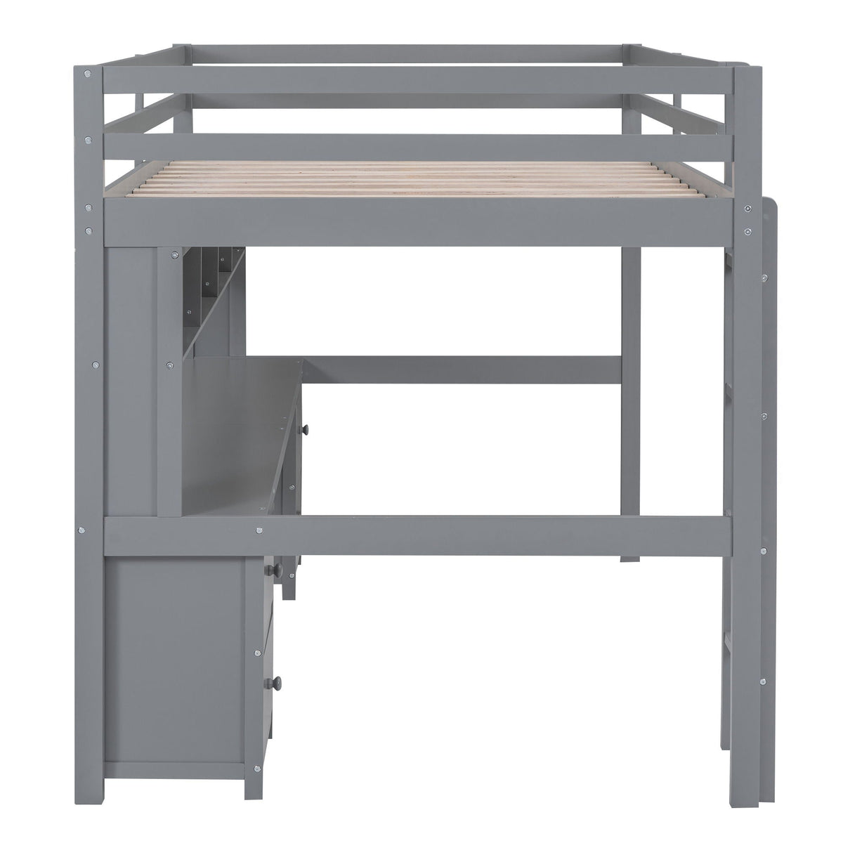 Loft Bed with Desk, Cabinets, Drawers and Charging Station - Full Size