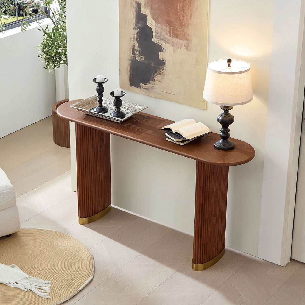 Modern Entryway Console Table with Stainless Steel Legs - Brown or Black