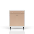Bar Cabinet With Large Storage and Soft-Close Doors - White & Pecan